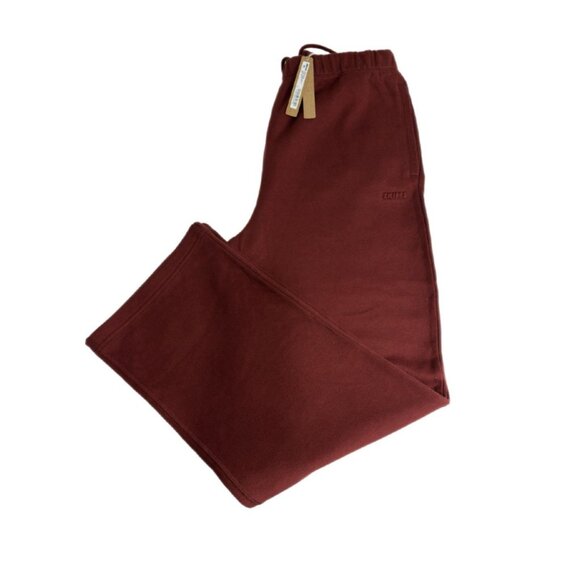 NWT SKIMS COTTON FLEECE CLASSIC STRAIGHT LEG PANT IN MERLOT SIZE MEDIUM - Picture 4 of 8